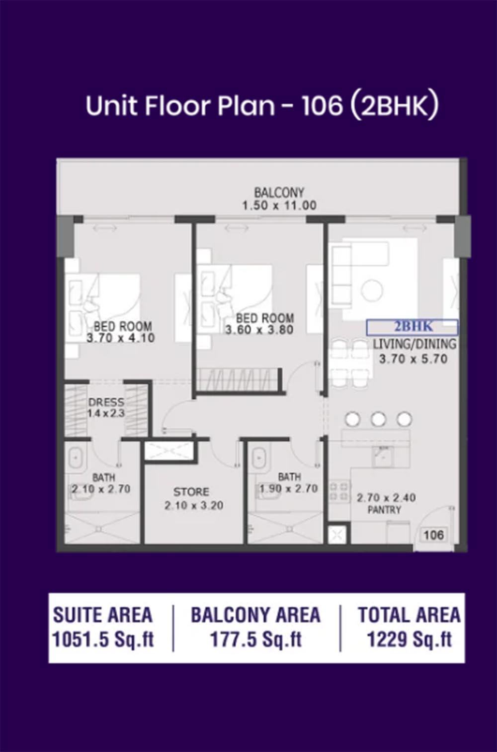 One by Preston at Dubai South Floor plan 3